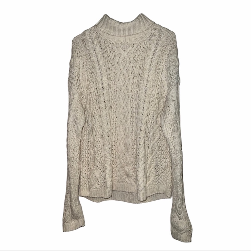 Cable Knit sweater cotton/ramie blend large